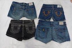 CR9589 Upcycled True Religion Mini Denim Shorts