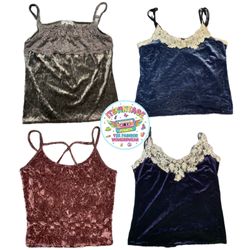 – 10pcs Lace Trim & Strappy Velour Tops | VR305