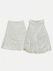(FV-1883) Y2K White Embroidered Skirts & Peasant T..