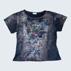 Affliction Style Baby Tee Y2K Graphic Fitted Women..
