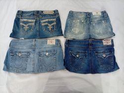CR9623 Upcycle Mix Branded Mini Denim Skirts