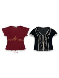 (FV-1901)     Y2K Red & Black Party Tops Bundle Vi..