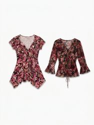 (FV-1895)     Y2K Pink Abstract Floral Mesh Women’..