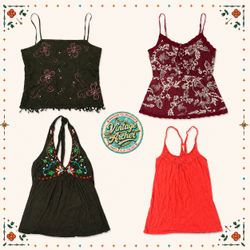 Y2K Glamour Girl Sequin Beaded Cami Tops & Halter ..