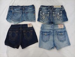 CR9622 Upcycled Mix Branded Mini Denim Shorts