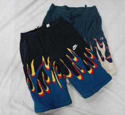 CR9661 Upcycled Mix Branded Flame Shorts