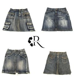 Y2K Era Cyber Girl Denim Midi Skirts RW-2183