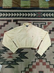 Upcycled Ralph Lauren Elastic Hem Crop Tops