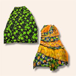 Mixed prints&plain long skirt