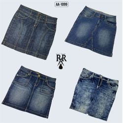 Y2K IT Girl Denim Midi Mix Skirts (AA-1099)