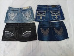 CR9713 Upcycled Y2K Mini Denim Skirts