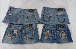 CR9717 Upcycled Miss Me Mini Denim Skirts