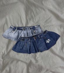 Upcycled Denim Pleated Skirt