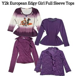 Y2K European Edgy Girl Printed Full Sleeves Tops  ..
