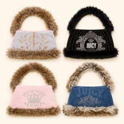 Y2k Juicy Up-Cycled Fur Trim Bags