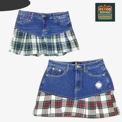 SS26 Upcycled Flannel Pleated Skirts