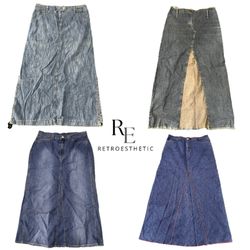 Y2K Paris Hilton Era Girl Denim Maxi Skirts RE-346..