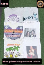 White printed single stretch t shirts ak362