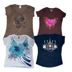 Beaded and graphic Baby Tees | V-T540