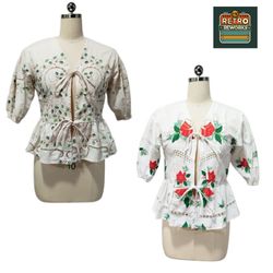 SS26 Upcycled Table Cloths half SLV blouse
