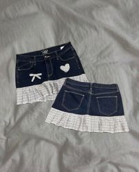 Upcycled Denim Plaid Skirts