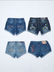 Y2K McBling Embroidered Denim Shorts Bundle (S-19)