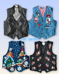 Chaleco en denim brodé 18 pièces
