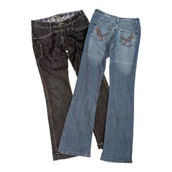 Y2K Blue Flare Jeans Low Waist Denim