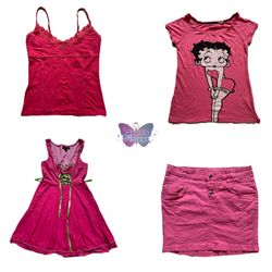 Y2K Pink Vintage Bundle | Cami Top, Graphic Tee & ..