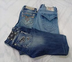 CR9845 Vintage Mix Branded Straight Jeans