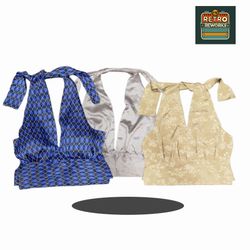 SS26 Upcycled SATIN NECK Halter Tops