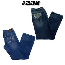 Y2K Bedazzled Mandala Pocket Flap Bootcut Denim Je..