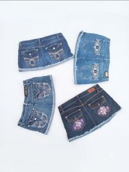 Vintage Rhinestone & Embroidered Denim Minis
(VM-6..