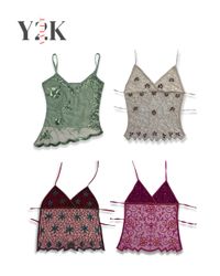 Y2K Beaded Mesh Fairy Tops (Yv-719)