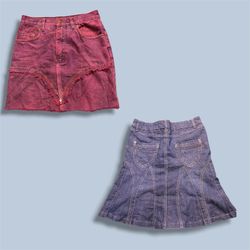 Denim midi and mini skirts
