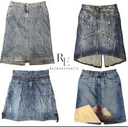 Y2K Paris Hiton Era Girl Denim Midi Skirt RE-3474