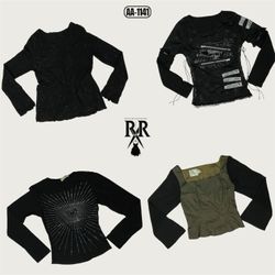 Y2K Black Gothic Girl Era Full Sleeve Tops (AA-114..