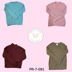 Chunky Cable Knit Sweater – Warm Cozy Layering Ess..