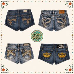 Y2K Micro Mini Denim Shorts with Back Pocket Desig..
