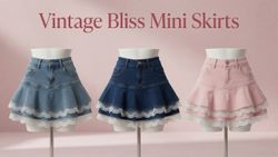✨ Vintage Bliss Upcycled Lace Denim Mini..