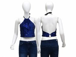 CR1887 UPCYCLED SEQUIN HALTER TOP