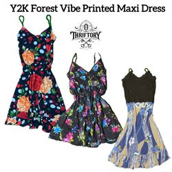 Y2K Forest Vibe Printed Maxi Dress TY-086