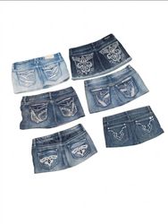 Vintage Cyber Grunge Denim Skirt Lot • 2000s Aesth..
