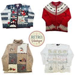 Vintage Christmas Cottagecore Embroidered Knit Jum..