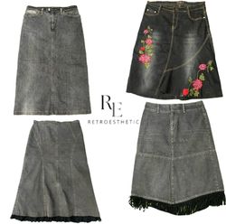 Y2K PARIS HILTON ERA GIRL DENIM MIDI SKIRT RE-3480