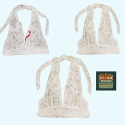SS26 Upcycled Lace Neck Halter Top