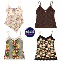 Vintage Floral Lace Camisoles with Spaghetti Strap..