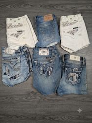 MISS ME TRUE RELIGION MECA MINI MICRO SHORTS