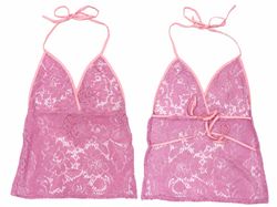CR1889 UPCYCLED LACE HALTER TOP