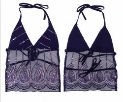CR1890 UPCYCLED SEQUIN MESH HALTER TOP